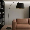 Cheap Lindby Lampadaire arqué Esti abat-jour tissu, noir-doré