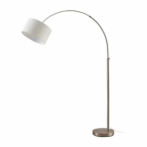 Fashion Lindby Lampadaire arqué Railyn, abat-jour blanc ancien