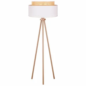 Fashion Duolla Lampadaire Boho, trépied crème blanc/rotin