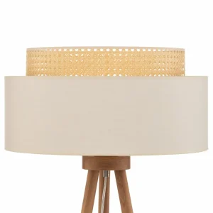 Fashion Duolla Lampadaire Boho, trépied crème blanc/rotin