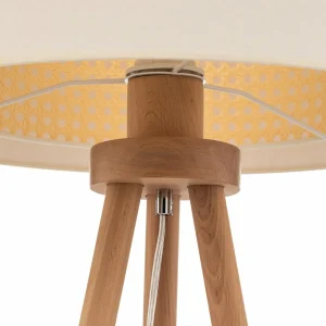 Fashion Duolla Lampadaire Boho, trépied crème blanc/rotin