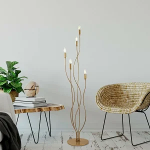 Store Opviq Lampadaire Bonibon 13237 doré métal hauteur 160 cm à 5 lampes.
