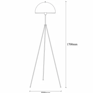 Online Opviq Lampadaire Can-NT-113-1, noir métal trépied, hauteur 170 cm