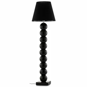Best Sale Argon Lampadaire en tissu Fulda, décor verre, noir