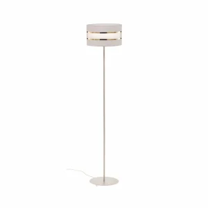 Sale HELAM Lampadaire Helen abat-jour tissu blanc doré