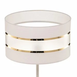 Sale HELAM Lampadaire Helen abat-jour tissu blanc doré