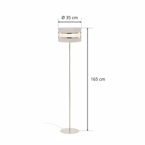 Sale HELAM Lampadaire Helen abat-jour tissu blanc doré