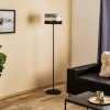 Cheap HELAM Lampadaire Helen abat-jour tissu, gris-noir-doré