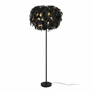 Best Sale Reality Leuchten Lampadaire Leavy, noir/or, hauteur 180 cm, plastique