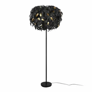 Best Sale Reality Leuchten Lampadaire Leavy, noir/or, hauteur 180 cm, plastique