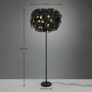 Best Sale Reality Leuchten Lampadaire Leavy, noir/or, hauteur 180 cm, plastique