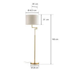 Shop Knapstein Lampadaire Lilian, variateur LED, laiton poli/mat