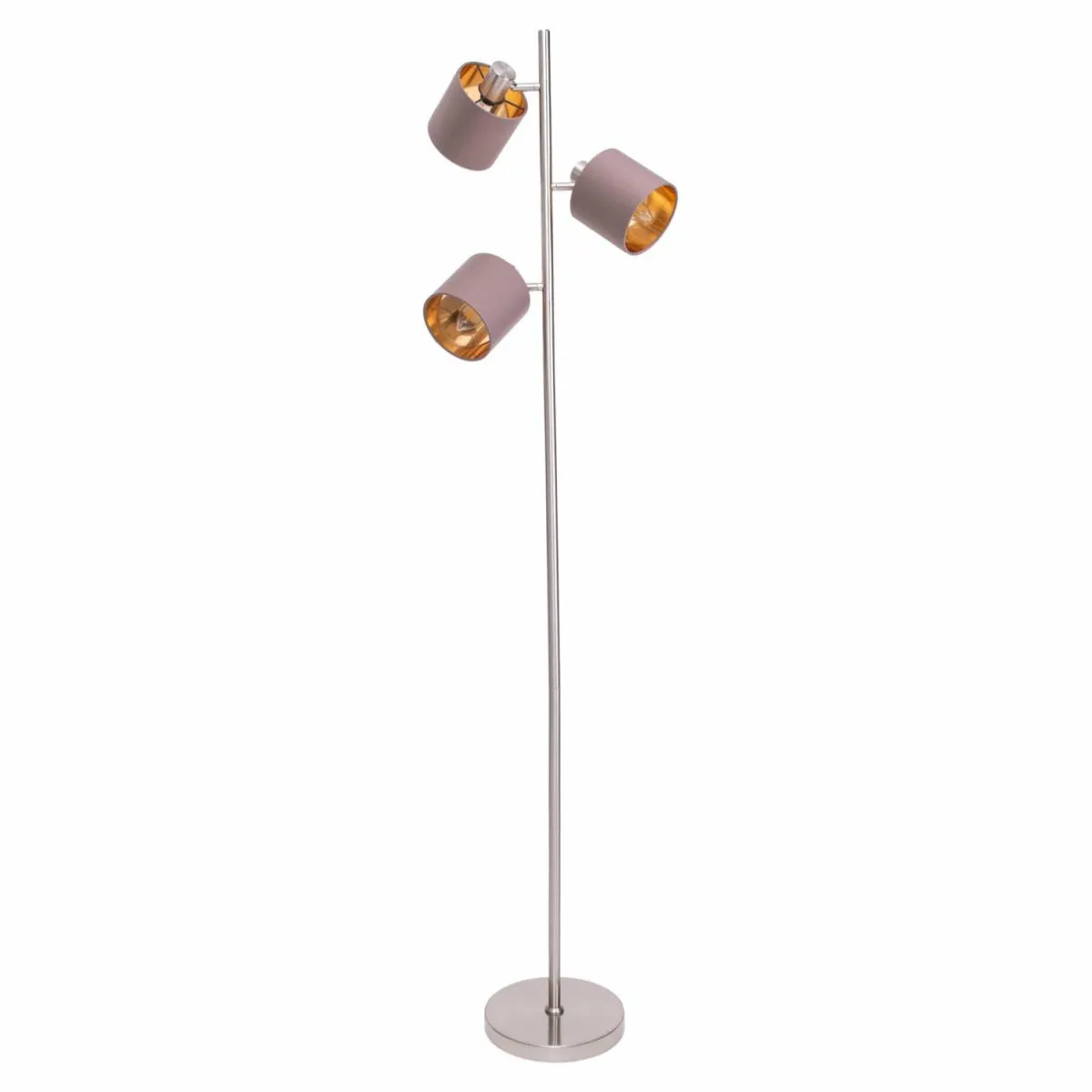 lampadaire_maron__trois_lampes_tissu_brundor_0.webp Sale Näve Lampadaire Maron, à trois lampes, tissu, brun/doré