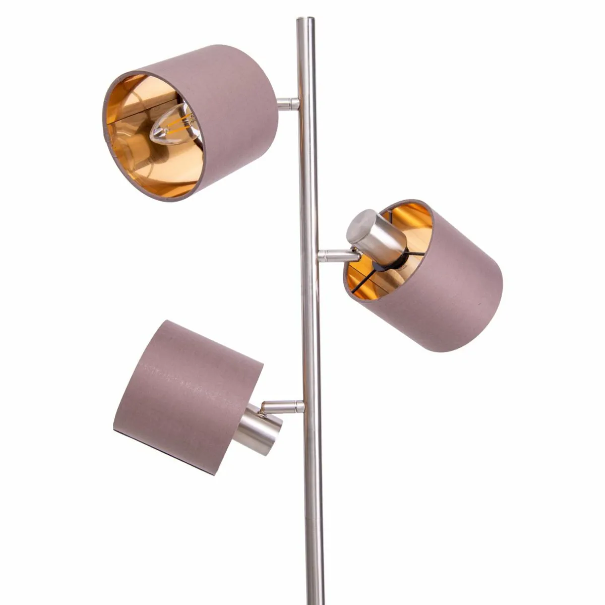 lampadaire_maron__trois_lampes_tissu_brundor_2.webp Sale Näve Lampadaire Maron, à trois lampes, tissu, brun/doré
