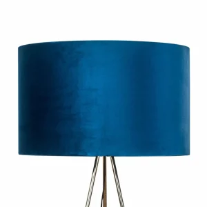 Shop Domiluce Lampadaire Monaco, trépied doré, velours bleu