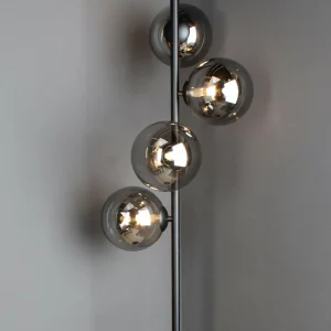 Store Eco-Light Lampadaire Neptune avec sphères verre fumé, noir
