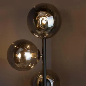 Store Eco-Light Lampadaire Neptune avec sphères verre fumé, noir