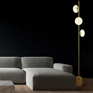 Outlet Searchlight Lampadaire Pebble, à 3 lampes, laiton