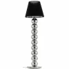 Fashion Argon Lampadaire textile Fulda, abat-jour noir, pied chromé