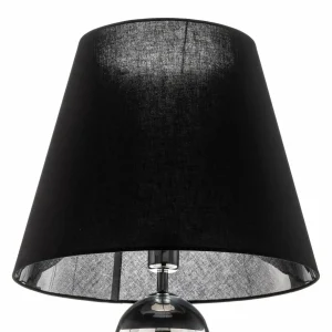 Fashion Argon Lampadaire textile Fulda, abat-jour noir, pied chromé