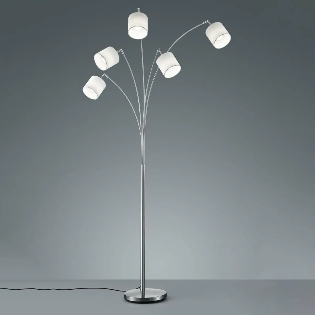 lampadaire_tommy_nickelblanc_hauteur__cm__lampes_tissu_1.webp Best Reality Leuchten Lampadaire Tommy, nickel/blanc, hauteur 200 cm, 5 lampes, tissu