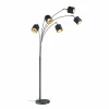 Best Reality Leuchten Lampadaire Tommy, noir/or, hauteur 200 cm, 5 lampes, tissu
