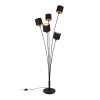 Hot Reality Leuchten Lampadaire Tommy, noir/or, hauteur 163 cm, 5 lampes. Tissu
