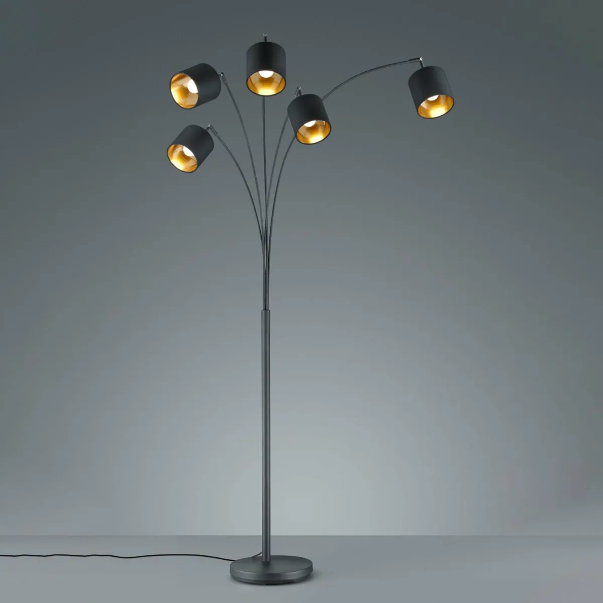 lampadaire_tommy_noiror_hauteur__cm__lampes_tissu_1-1.webp Best Reality Leuchten Lampadaire Tommy, noir/or, hauteur 200 cm, 5 lampes, tissu