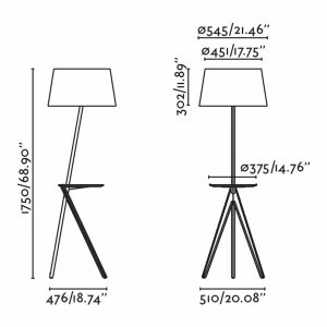 Shop FARO BARCELONA Lampadaire Treewood, frêne/beige, tissu/bois, hauteur 175 cm