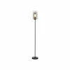 Shop Freelight Lampadaire Ventotto, noir/fumé, hauteur 165 cm, métal/verre