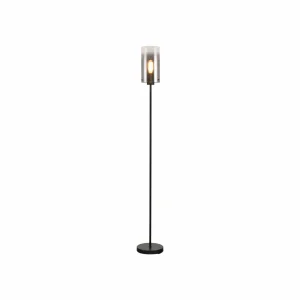 Shop Freelight Lampadaire Ventotto, noir/fumé, hauteur 165 cm, métal/verre