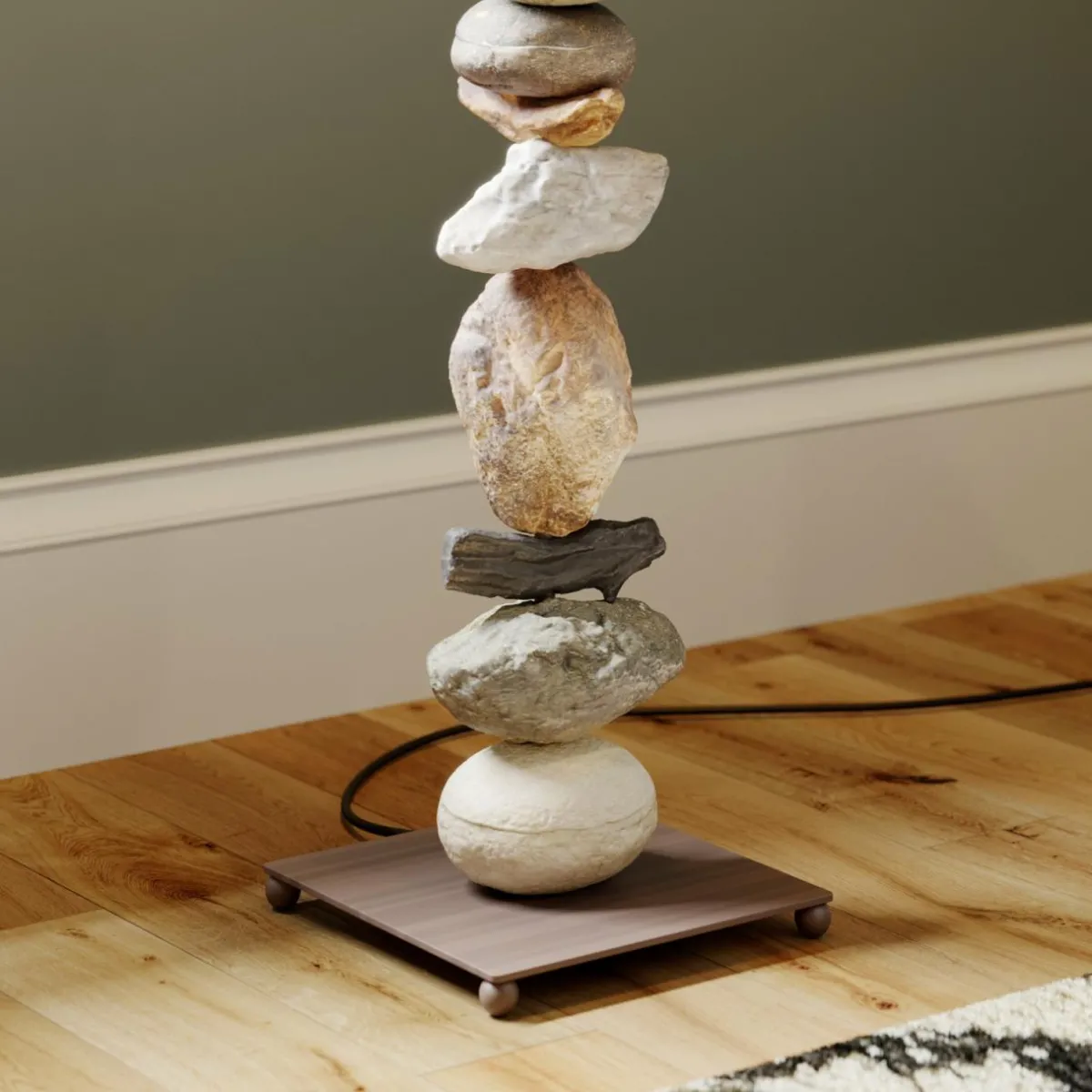 Best Sale ONLI Lampadaire Vera abat-jour tissu et décor en pierre