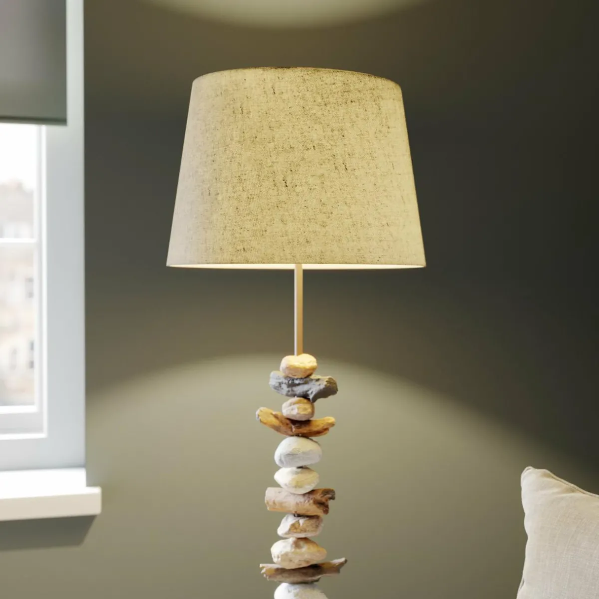 Best Sale ONLI Lampadaire Vera abat-jour tissu et décor en pierre