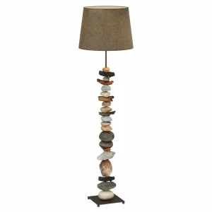 Best Sale ONLI Lampadaire Vera abat-jour tissu et décor en pierre