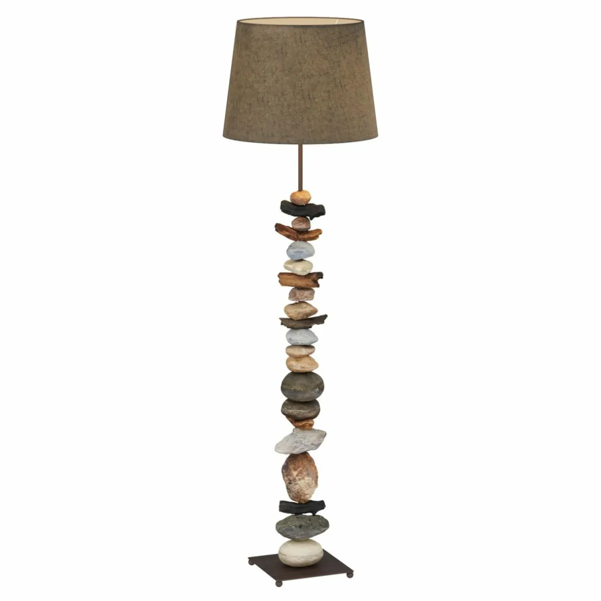 Best Sale ONLI Lampadaire Vera abat-jour tissu et décor en pierre