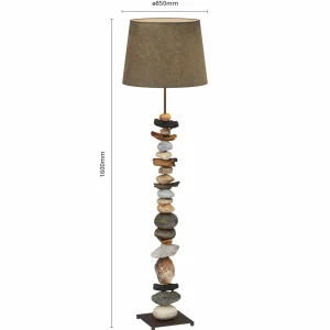 Best Sale ONLI Lampadaire Vera abat-jour tissu et décor en pierre