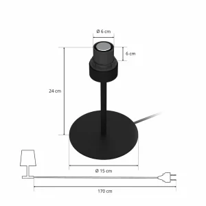 Store Luminex Lampe à poser Arden sans abat-jour, noir, hauteur 24cm