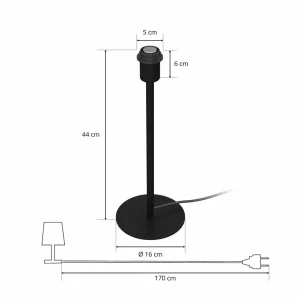 Fashion Luminex Lampe à poser Arden sans abat-jour, noir, hauteur 44cm