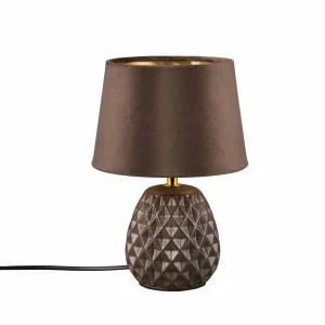 Sale Reality Leuchten Lampe à poser Ariane, céramique/velours, marron