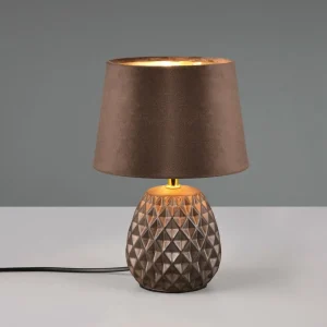 Sale Reality Leuchten Lampe à poser Ariane, céramique/velours, marron