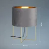 Hot FISCHER & HONSEL Lampe à poser Aura, abat-jour en velours, hauteur 32 cm, gris
