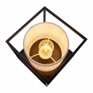 Outlet Näve Lampe à poser Beta en métal abat-jour tissu blanc