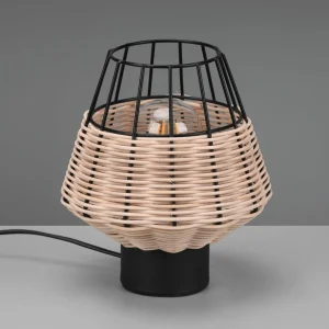 Sale Reality Leuchten Lampe à poser Borka avec rotin et cage, naturelle