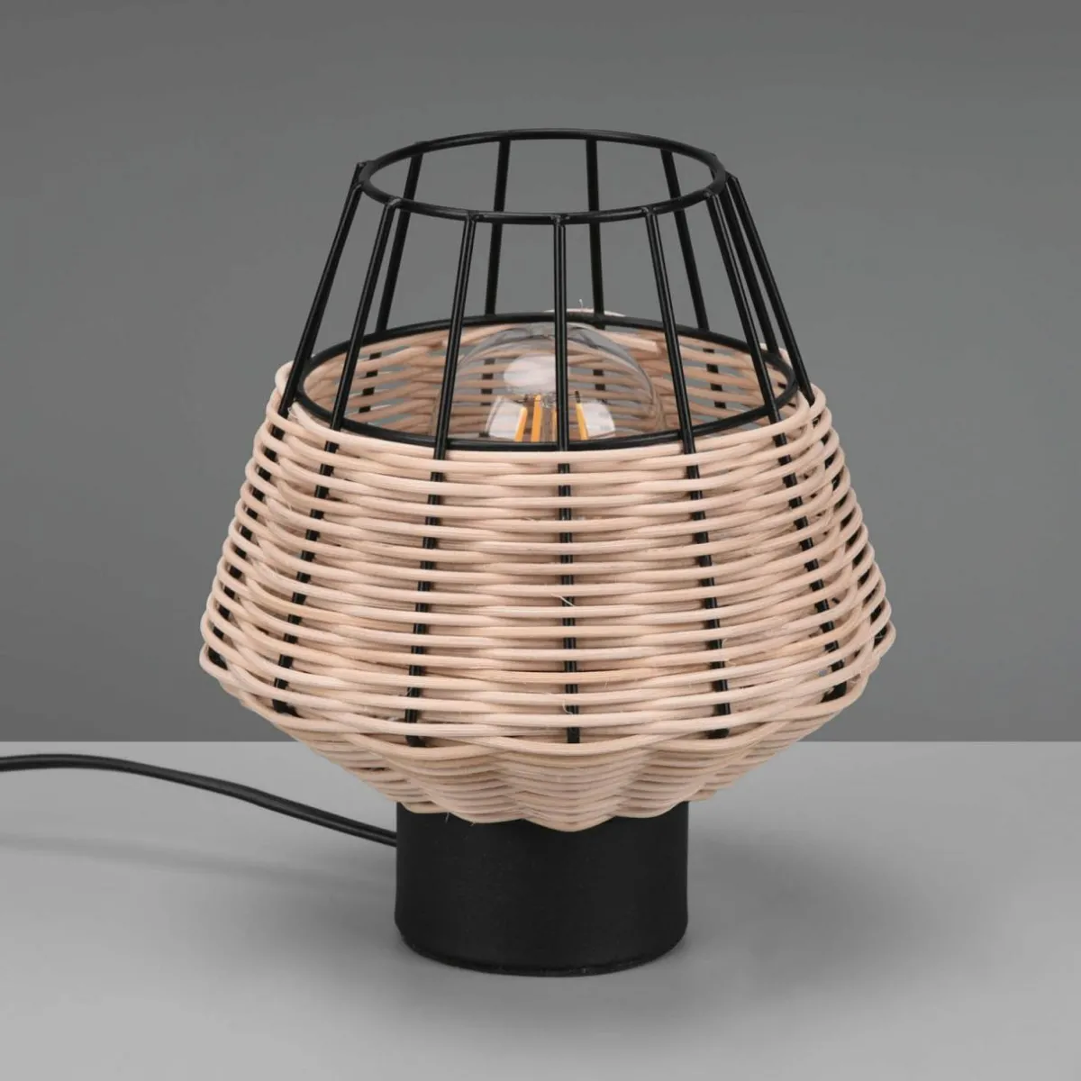 lampe__poser_borka_avec_rotin_et_cage_naturelle_0.webp Sale Reality Leuchten Lampe à poser Borka avec rotin et cage, naturelle