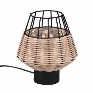 Sale Reality Leuchten Lampe à poser Borka avec rotin et cage, naturelle