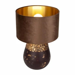 Store Näve Lampe à poser Bronco, tabac, céramique/simili cuir, hauteur 39 cm
