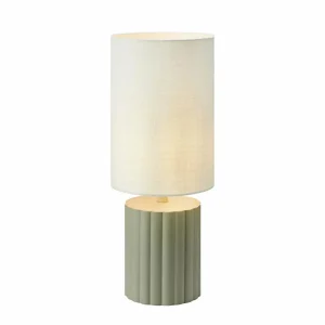 Shop Markslöjd Lampe à poser Can, blanc/gris, hauteur 57 cm, céramique, textile