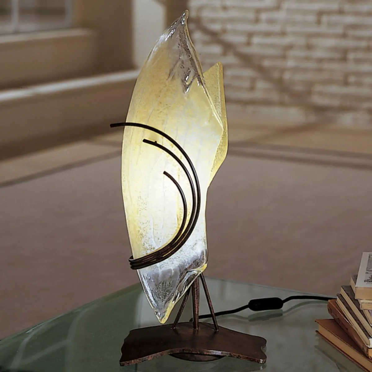 lampe__poser_design_roma__verre_courb__gauche_0.webp Best Sale Sil-Lux Lampe à poser design ROMA 48 verre courbé à gauche