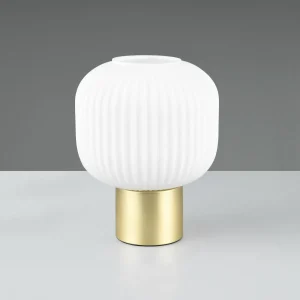 Hot Trio Lighting Lampe à poser Diva, laiton, blanc, métal, verre, E27