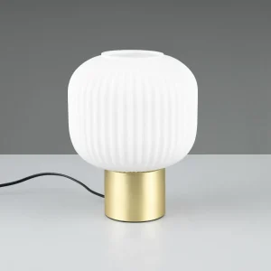 Hot Trio Lighting Lampe à poser Diva, laiton, blanc, métal, verre, E27
